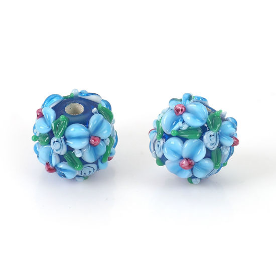 Bild von Lampwork Glas umhüllte Blumenperlen Runde Blütenblätter
