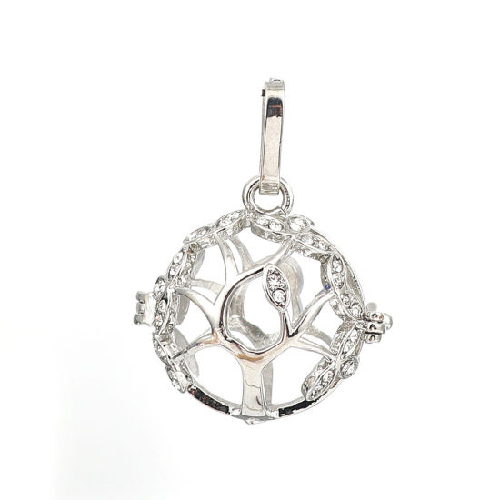 Picture of Brass Pendants Mexican Angel Caller Bola Harmony Ball Wish Box Locket Tree Multicolor Clear Rhinestone Can Open (Fits 16mm Beads)