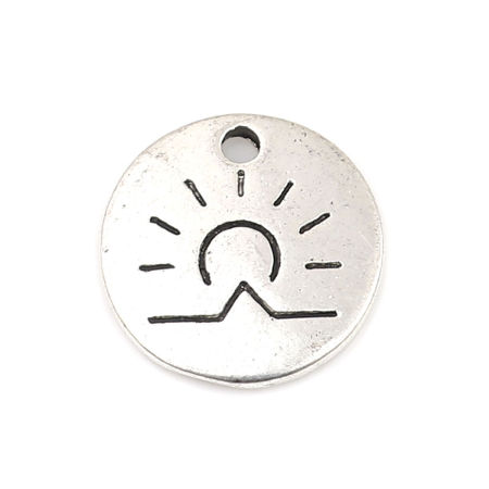 Zinc Based Alloy Charms Round Sun 