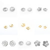 Imagen de 304 Acero Inoxidable Tapón de cuentas Flor Chapado en Oro Tallado 10mm 7mm x 7mm, 10 Unidades