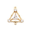 Imagen de Latón Conectores Triángulo 18K Oro Real Chapado Hueco Transparente Rhinestone 15mm x 13mm, 1 Unidad