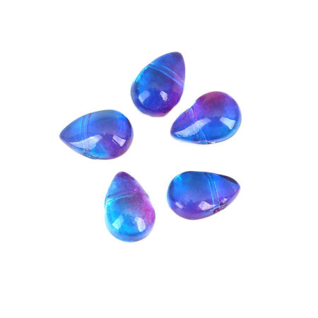 Vetro Perline Goccia Viola & Blu Circa 9mm x 6mm, Foro: Circa 0.9mm, 25 Pz