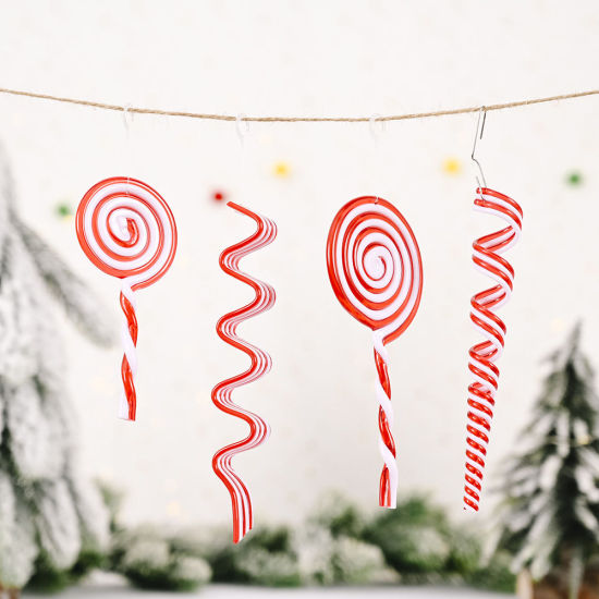 Image de Red And White Simulation Candy Cane Lollipop Christmas Hanging Decoration