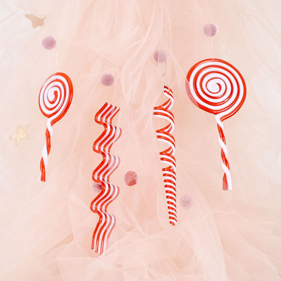 Image de Red And White Simulation Candy Cane Lollipop Christmas Hanging Decoration