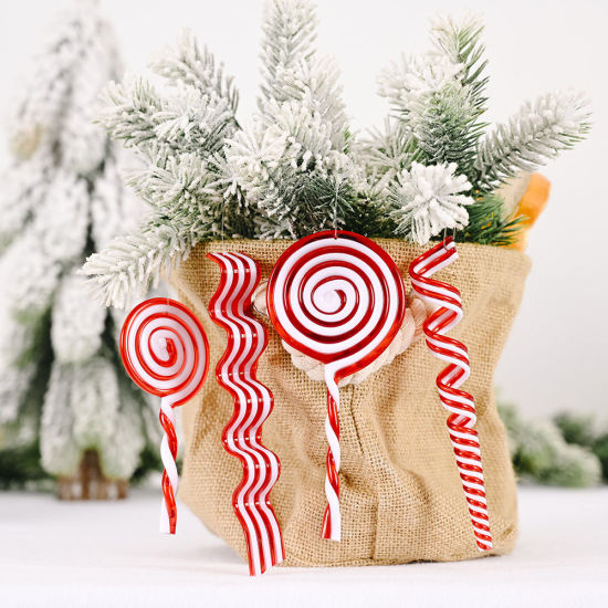 Image de Red And White Simulation Candy Cane Lollipop Christmas Hanging Decoration