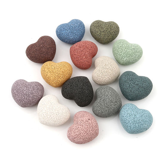 Image de Lava Rock Felt Oil Diffuser Pads Heart 43mm x 37mm, 1 Piece