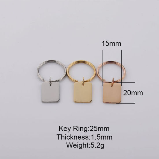 Imagen de Stainless Steel Keychain & Keyring Rectangle Blank Stamping Tags 60mm x 25mm, 1 Piece