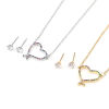 Picture of Stainless Steel & Copper Valentine's Day Jewelry Necklace Earrings Set Round Heart Micro Pave Multicolour Cubic Zirconia 
