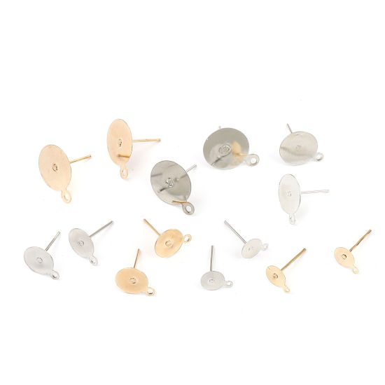 Image de Boucles d'Oreilles Puces en Alliage de Fer Rond  