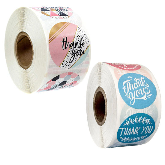 Image de DIY Papier Autocollant Décoration en Papier Rond Fleurs " THANK YOU "