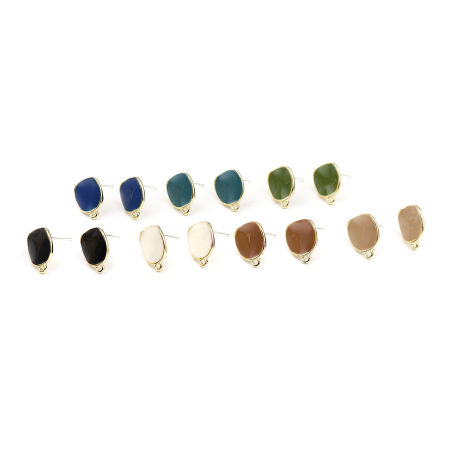 Zinc Based Alloy Ear Post Stud Earrings Findings W/ Loop 