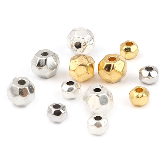 Imagen de Zamak Cuentas Ronda Chapado en Oro Sección Aprox 6mm Dia, Agujero: Aprox 2.5mm, 10 Unidades