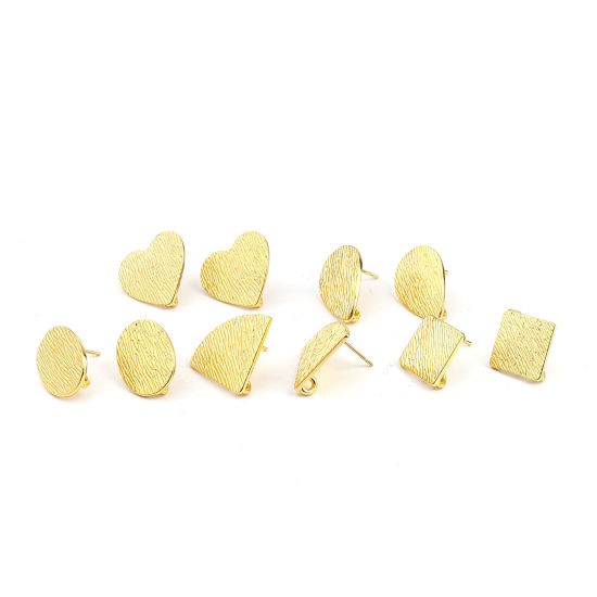 Image de Boucles d'Oreilles Puces en Alliage de Zinc avec Boucle Epaisseur de Fil: (21 gauge), 3 Paires