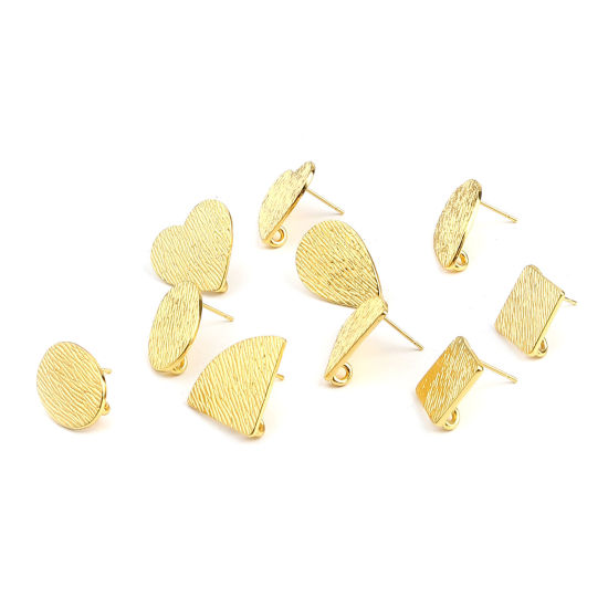 Image de Boucles d'Oreilles Puces en Alliage de Zinc avec Boucle Epaisseur de Fil: (21 gauge), 3 Paires