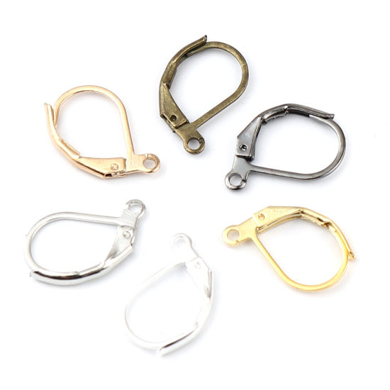 Image de Boucles d'Oreilles à Clip en Laiton Ovale avec Boucle 15mm x 10mm, Epaisseur de Fil: (21 gauge), 1 Paquet (Env. 20 Pcs/Paquet)