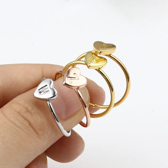 オープン リング 指輪 ハート 金メッキ 1個 の画像