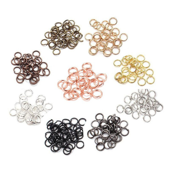 Image de 200 Pcs Anneaux de Jonction pour la Fabrication de Bijoux Ouvert en Alliage de Fer Multicolore Rond