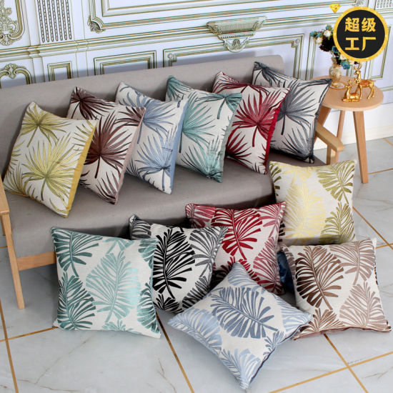 Linen Simple Leaf Pillowcase の画像