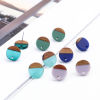 Picture of Resin & Wood Wood Effect Resin Ear Post Stud Earrings Findings Round Natural W/ Loop