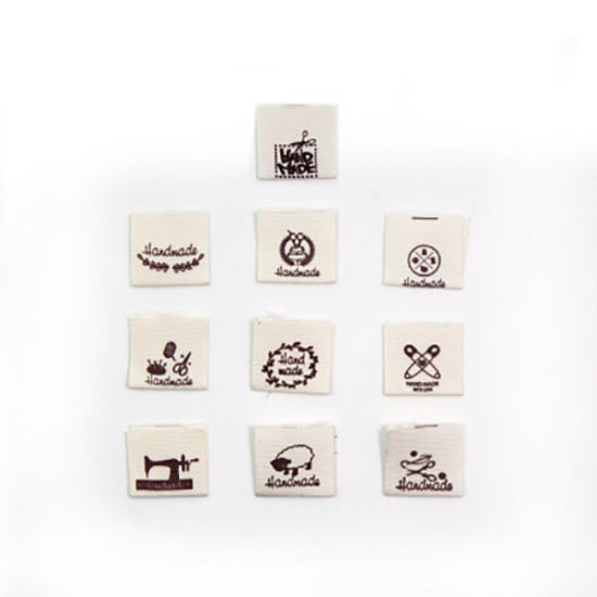 生地 ラベル 長方形 ベージュ色 40mm x 20mm , 100 個 の画像