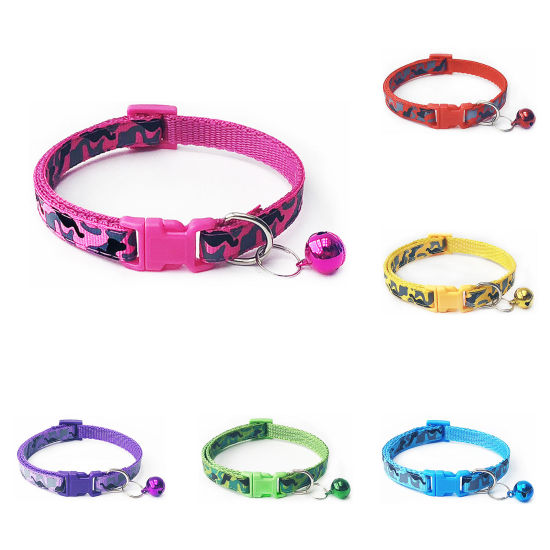 Image de Colliers De Chien Réglables De Polyester De Camouflage Avec Des Accessoires De Fournitures Pour Animaux De Compagnie Bell, 1 Pièce