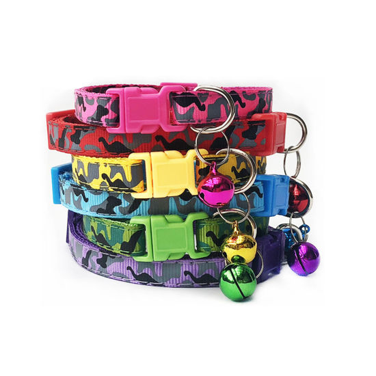 Image de Colliers De Chien Réglables De Polyester De Camouflage Avec Des Accessoires De Fournitures Pour Animaux De Compagnie Bell, 1 Pièce