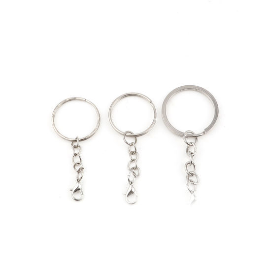 Image de Porte-Clés en Alliage de Fer Argent Mat Annulaire 20 Pcs