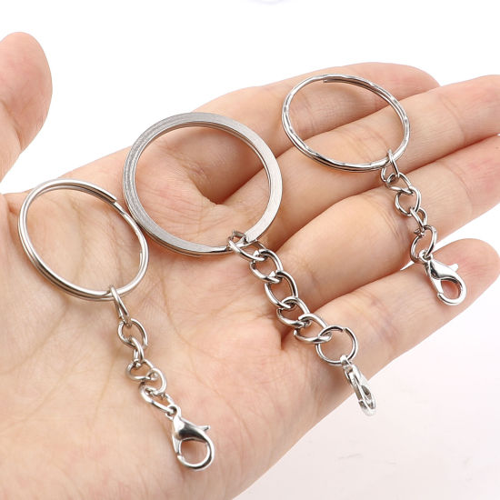 Image de Porte-Clés en Alliage de Fer Argent Mat Annulaire 20 Pcs