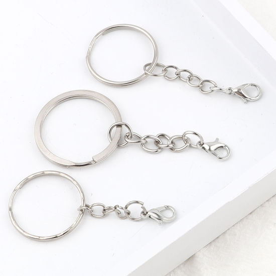 Image de Porte-Clés en Alliage de Fer Argent Mat Annulaire 20 Pcs