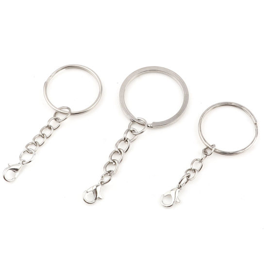 Image de Porte-Clés en Alliage de Fer Argent Mat Annulaire 20 Pcs
