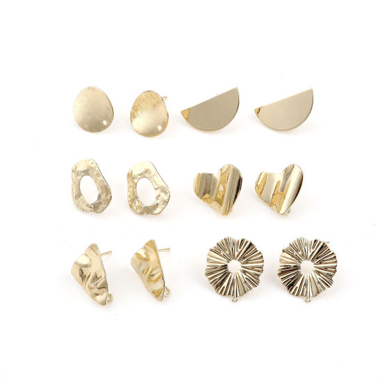 Image de Boucles d'Oreilles Puces en Alliage de Zinc Plaqué Or Véritable Géométrique avec Boucle