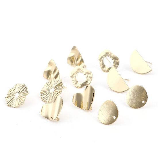 Image de Boucles d'Oreilles Puces en Alliage de Zinc Plaqué Or Véritable Géométrique avec Boucle