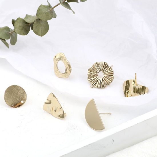 Image de Boucles d'Oreilles Puces en Alliage de Zinc Plaqué Or Véritable Géométrique avec Boucle
