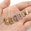Picture of Brass Galaxy Charms Rectangle Moon Micro Pave Clear Rhinestone 18mm x 7mm, 2 PCs