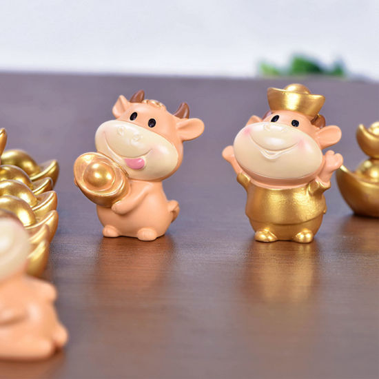 Image de Décoration Miniature De Micro Paysage En Résine Série Luck Wealth Bull