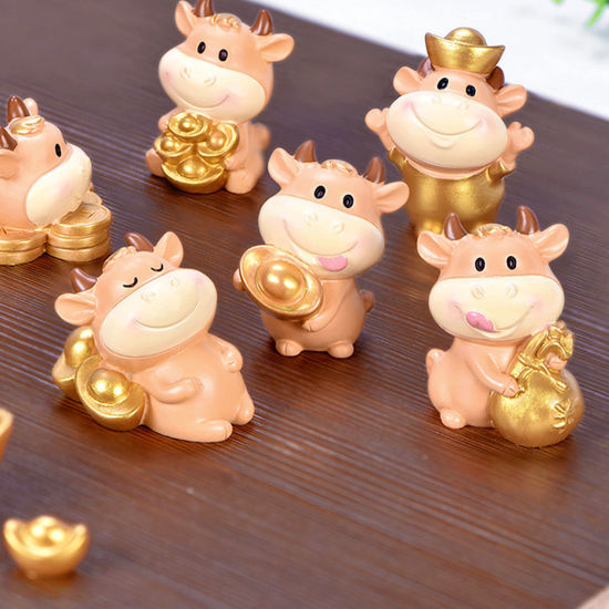 Image de Décoration Miniature De Micro Paysage En Résine Série Luck Wealth Bull