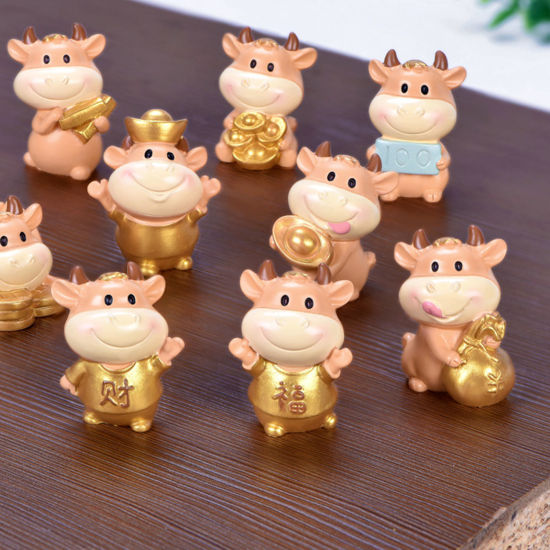 Image de Décoration Miniature De Micro Paysage En Résine Série Luck Wealth Bull