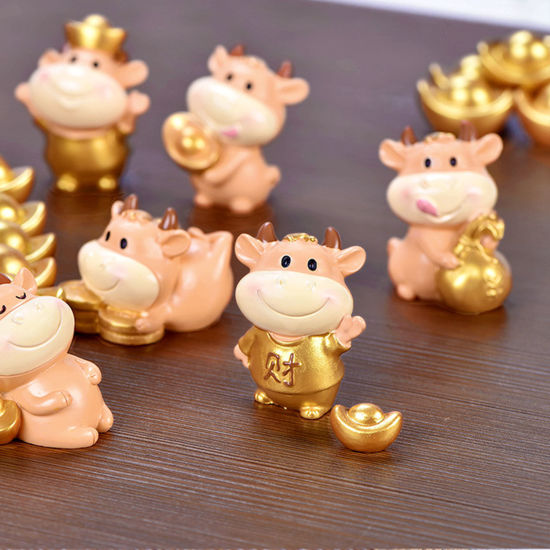 Image de Décoration Miniature De Micro Paysage En Résine Série Luck Wealth Bull