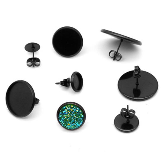 Image de Boucles d'Oreilles Puces en Acier Inoxydable Cabochon Rapportable 10 Pcs