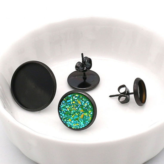 Image de Boucles d'Oreilles Puces en Acier Inoxydable Cabochon Rapportable 10 Pcs