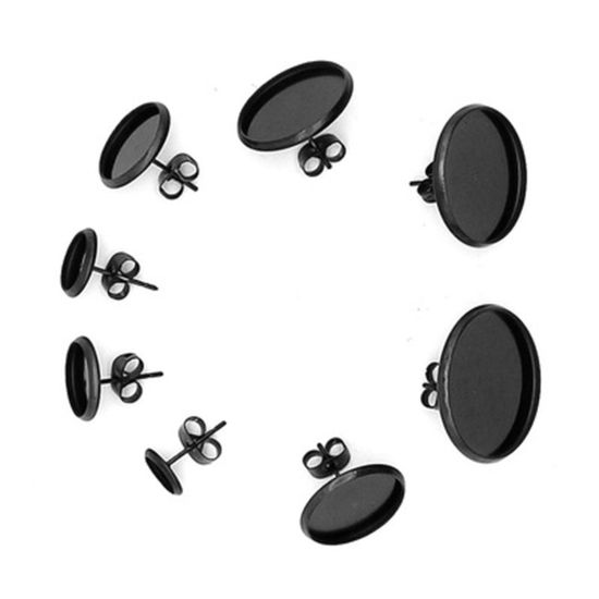 Image de Boucles d'Oreilles Puces en Acier Inoxydable Cabochon Rapportable 10 Pcs