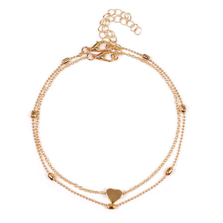 Anklet Heart 21cm(8 2/8") long, 1 Set ( 2 PCs/Set)