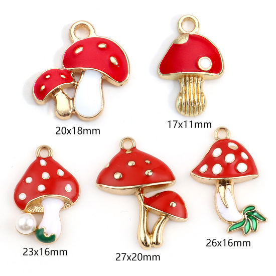 Immagine di Lega di Zinco Charms Fungo Smalto 10 Pz