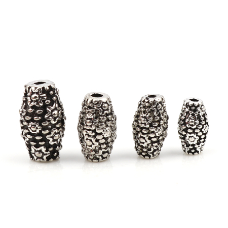 Lega di Zinco Perline Barile Argento Antico Fiore Scolpisce 20 Pz