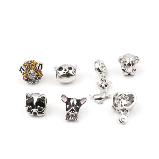 Image de Perles à Gros Trou en Alliage de Zinc 10 Pcs