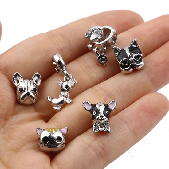 Image de Perles à Gros Trou en Alliage de Zinc 10 Pcs