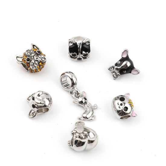 Image de Perles à Gros Trou en Alliage de Zinc 10 Pcs