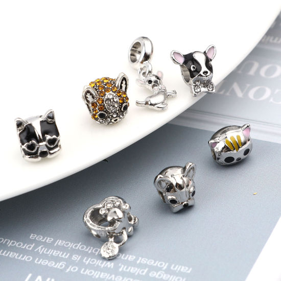 Image de Perles à Gros Trou en Alliage de Zinc 10 Pcs