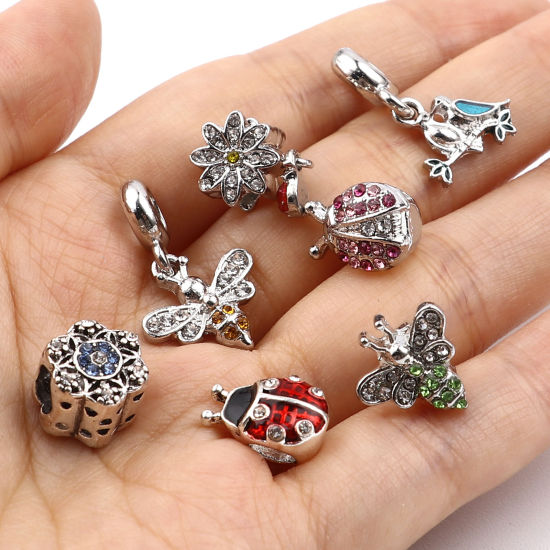 Image de Perles à Gros Trou en Alliage de Zinc 3 Pcs