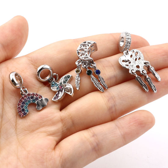 Image de Perles Dangle à Gros Trou en Alliage de Zinc 3 Pcs